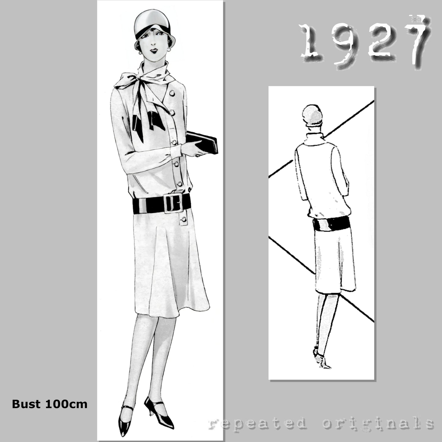 1927 Dress with Flared Skirt Sewing Pattern - INSTANT DOWNLOAD PDF