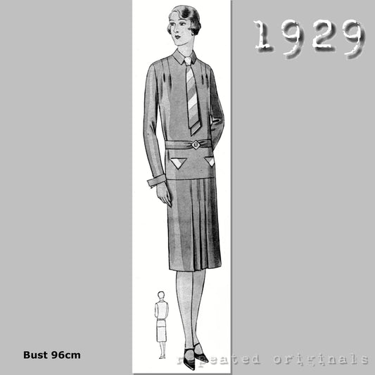 1929 Jumper Dress with Tie Sewing Pattern - INSTANT DOWNLOAD PDF