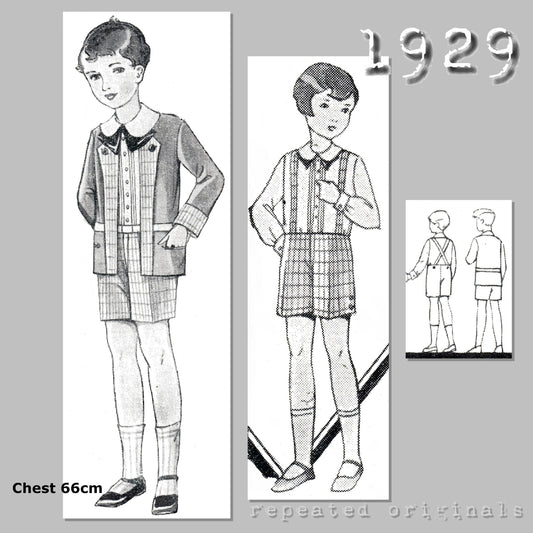 1929 Suit (Jacket, Shirt, Shorts) for Boys 4-6 Years Sewing Pattern - INSTANT DOWNLOAD PDF