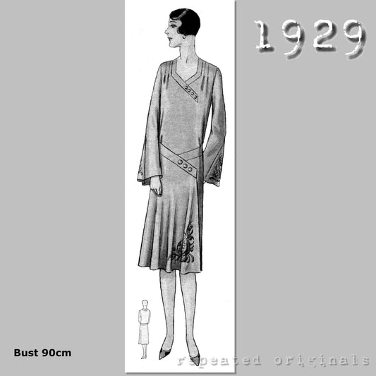 1929 Afternoon Dress Sewing Pattern - INSTANT DOWNLOAD PDF