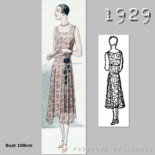 1929 Evening Dress Sewing Pattern - INSTANT DOWNLOAD PDF