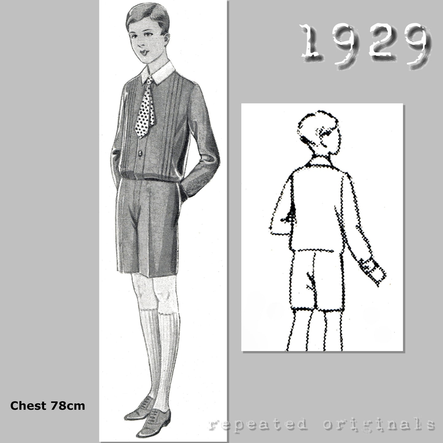 1929 Shirt and Shorts Suit for Boy 10-12 Years Sewing Pattern - INSTANT DOWNLOAD PDFS