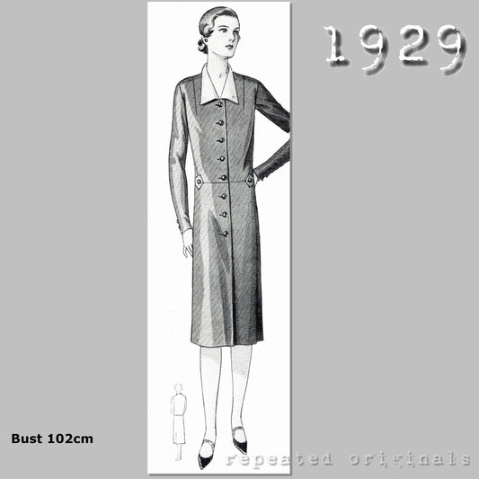 1929 Simple Coat Dress Sewing Pattern - INSTANT DOWNLOAD PDF