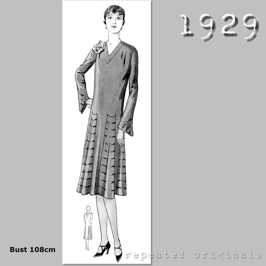 1929 Afternoon Dress Sewing Pattern - INSTANT DOWNLOAD PDF