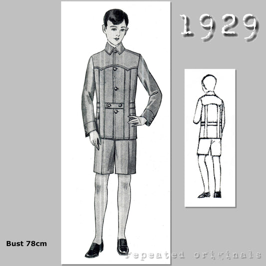 1929 Norfolk style Suit for Boys 10-12 Years Sewing Pattern - INSTANT DOWNLOAD PDF