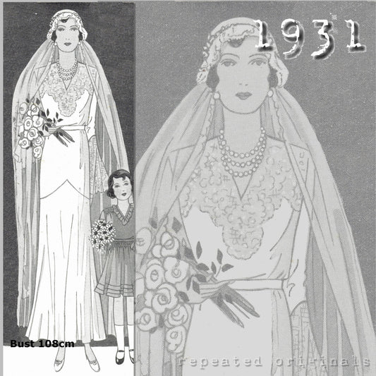 1931 Wedding Dress Sewing Pattern - INSTANT DOWNLOAD PDF