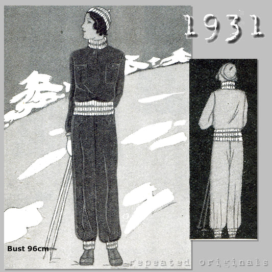 1931 Ski Suit (Winter Sports) Sewing Pattern - INSTANT DOWNLOAD PDF