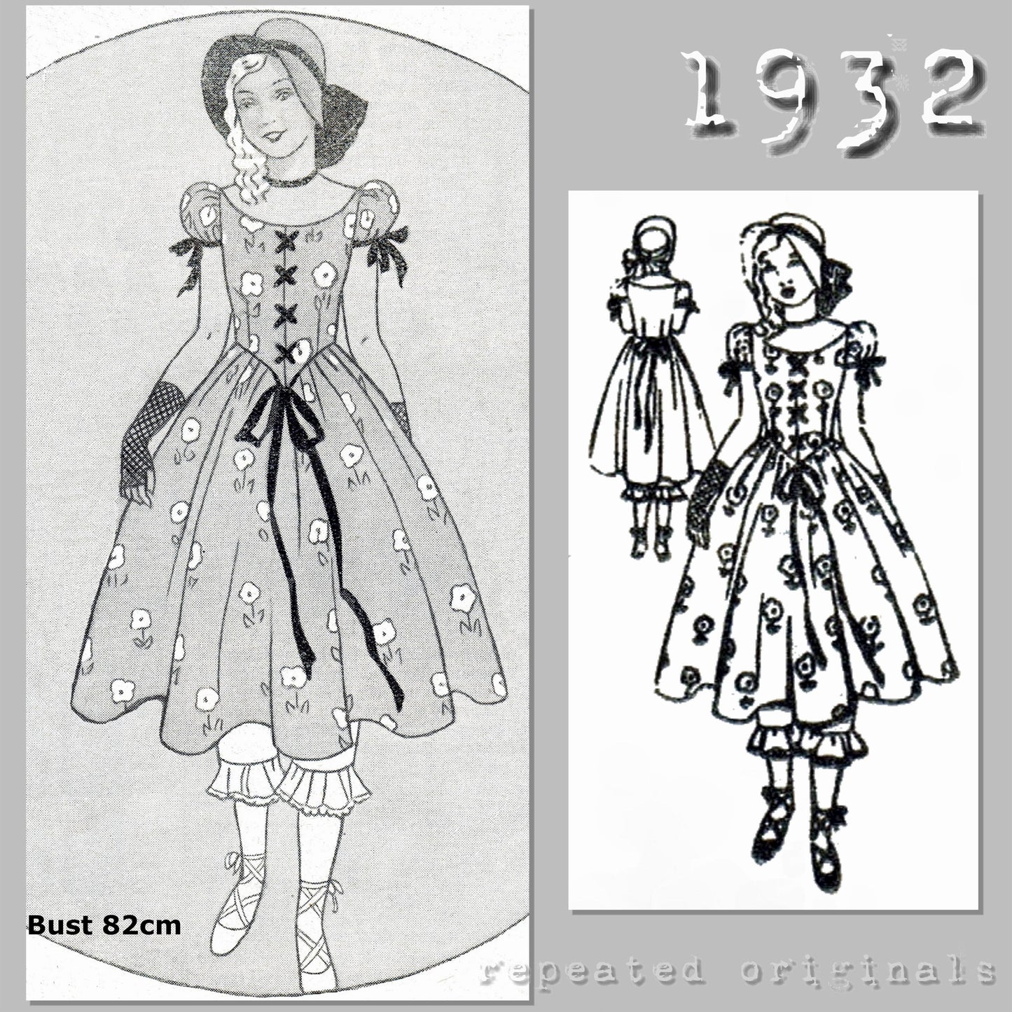 1932 Early Victorian Costume for Girl 14 Years Sewing Pattern - INSTANT DOWNLOAD PDF