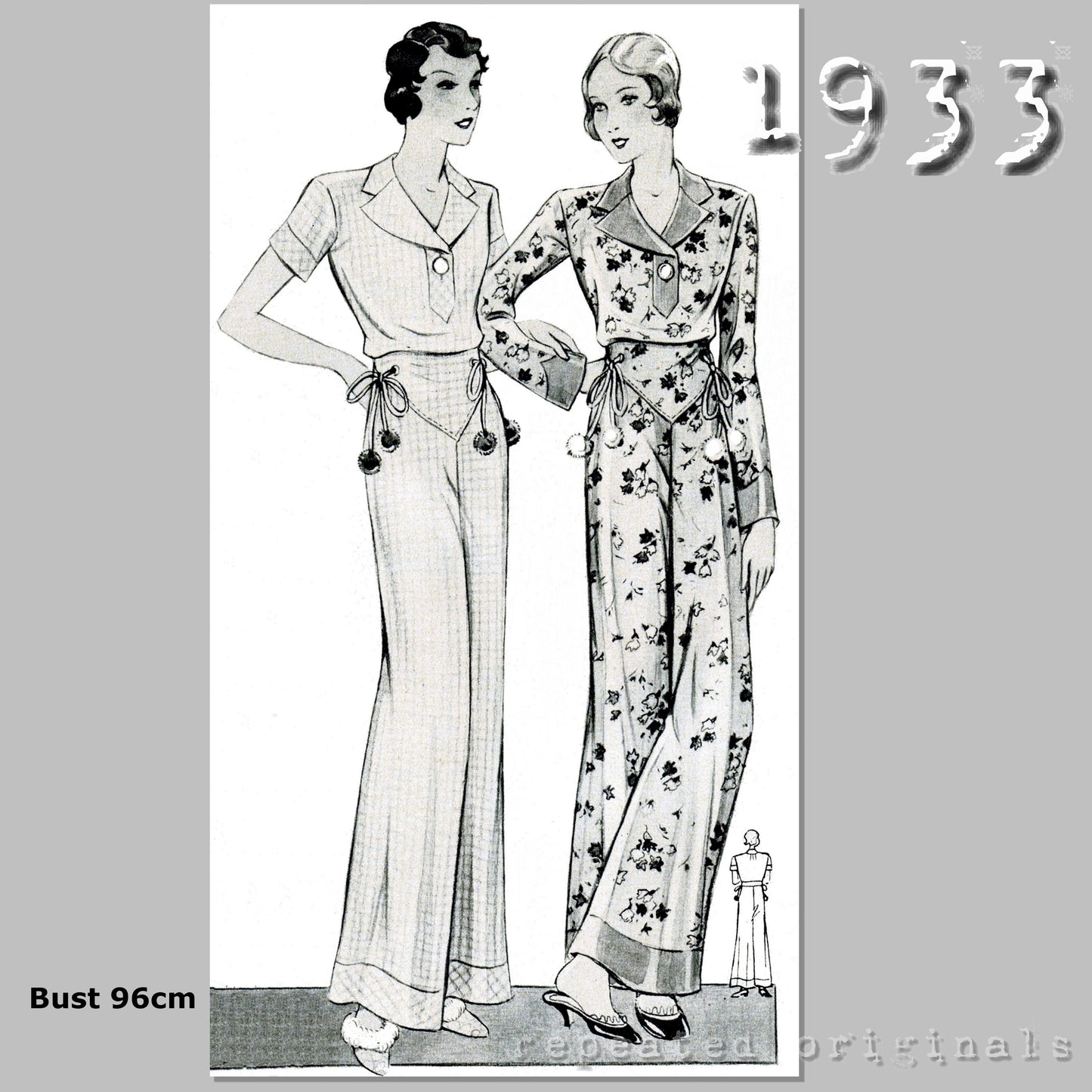 1933 Short or Long Sleeved Pyjamas Sewing Pattern - INSTANT DOWNLOAD PDF