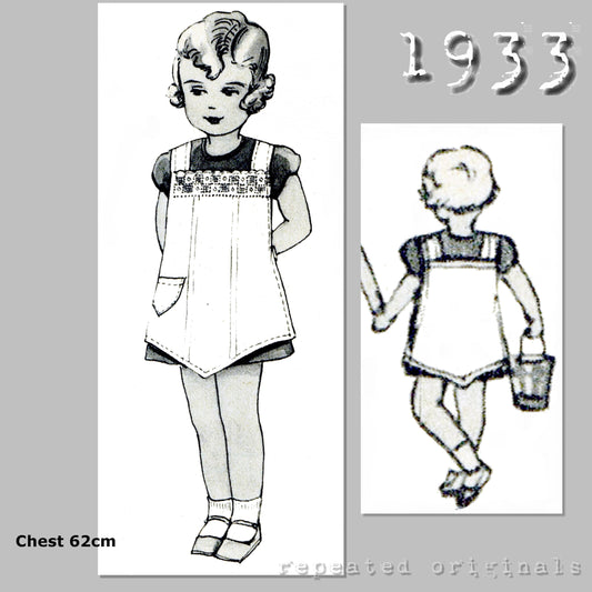 1933 Apron for Girl 2-4 Years Sewing Pattern - INSTANT DOWNLOAD PDF