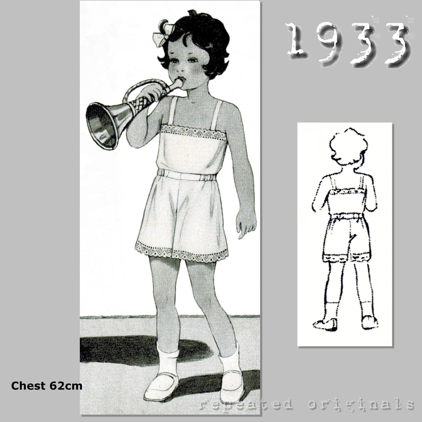 1933 Undershirt and Panties for Girl 2-4 Years Sewing Pattern - INSTANT DOWNLOAD PDF