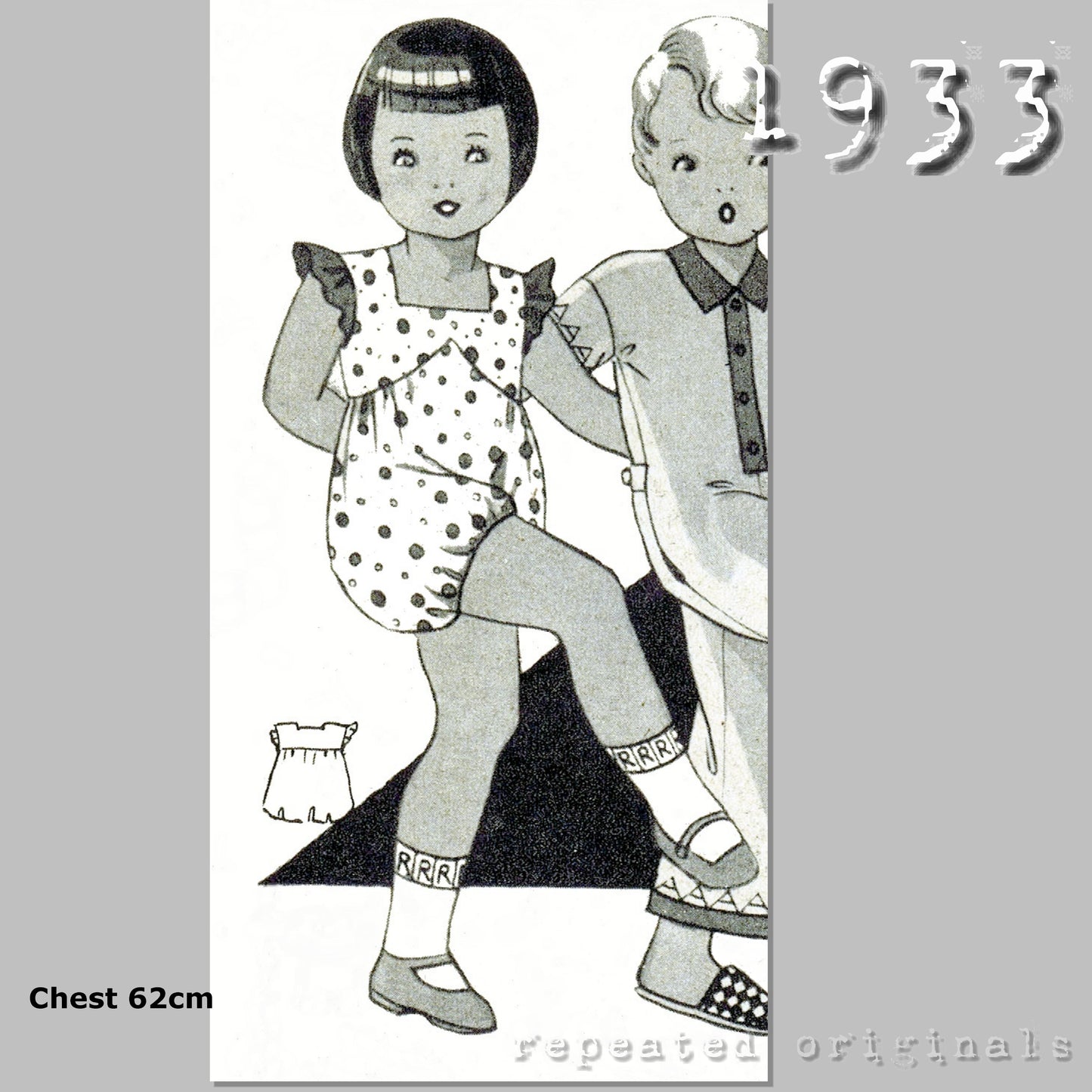 1933 Playsuit For Girl 2-4 Years Sewing Pattern - INSTANT DOWNLOAD PDF