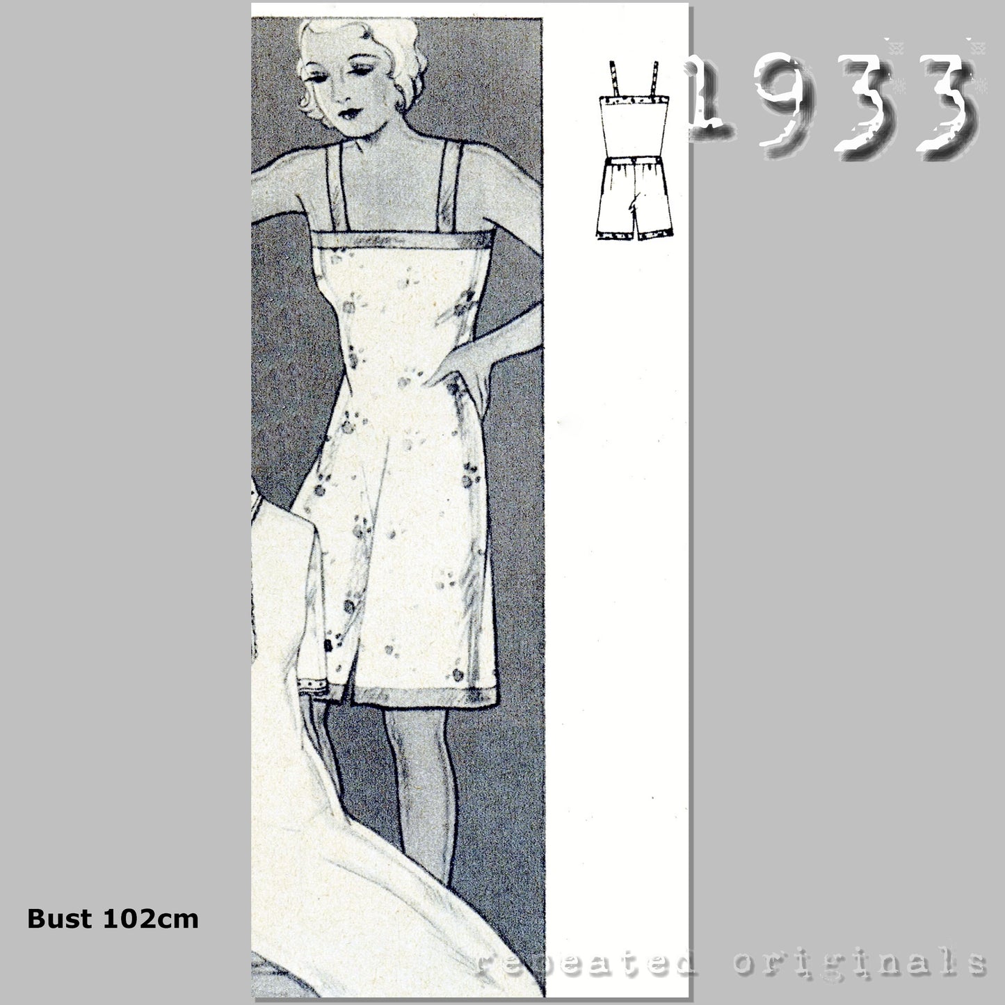 1933 Combinations with shoulder straps and back flap fastening Sewing Pattern - INSTANT DOWNLOAD PDF