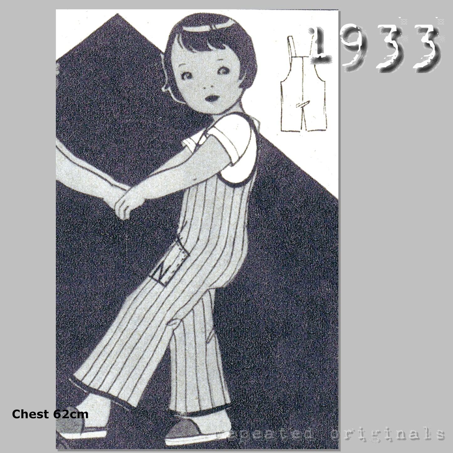 1933 Long and Short Overalls and Shirt for Child 2-4 Years Sewing Pattern - INSTANT DOWNLOAD PDF