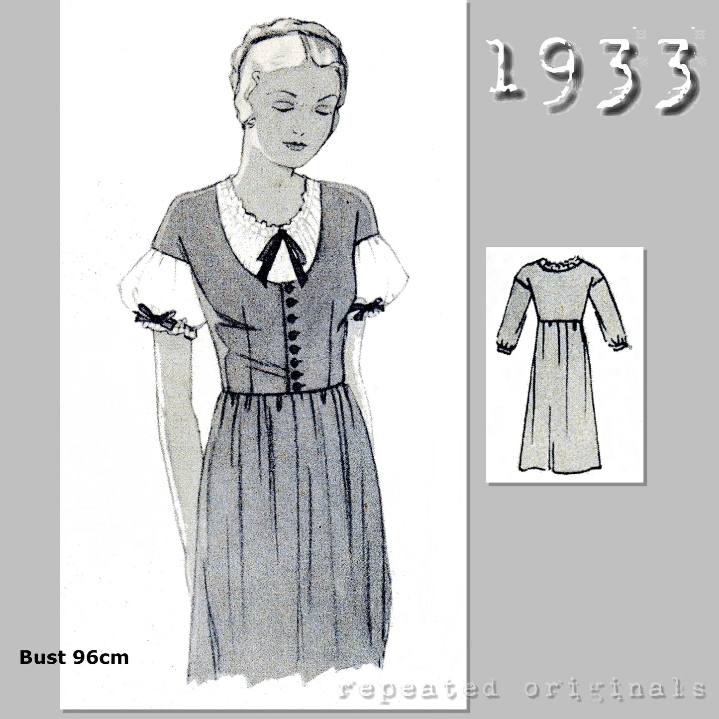 1933 Dirndl dress with Long or Short Sleeves Sewing Pattern - INSTANT DOWNLOAD PDF