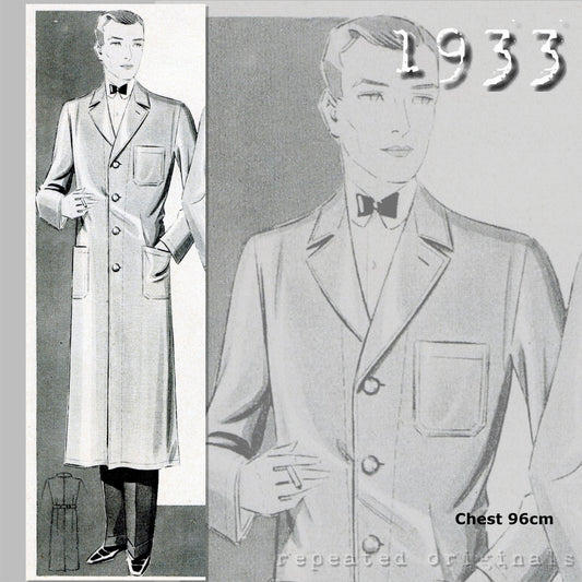 1933 Men's Work Overcoat/Smock/Apron Sewing Pattern - INSTANT DOWNLOAD PDF