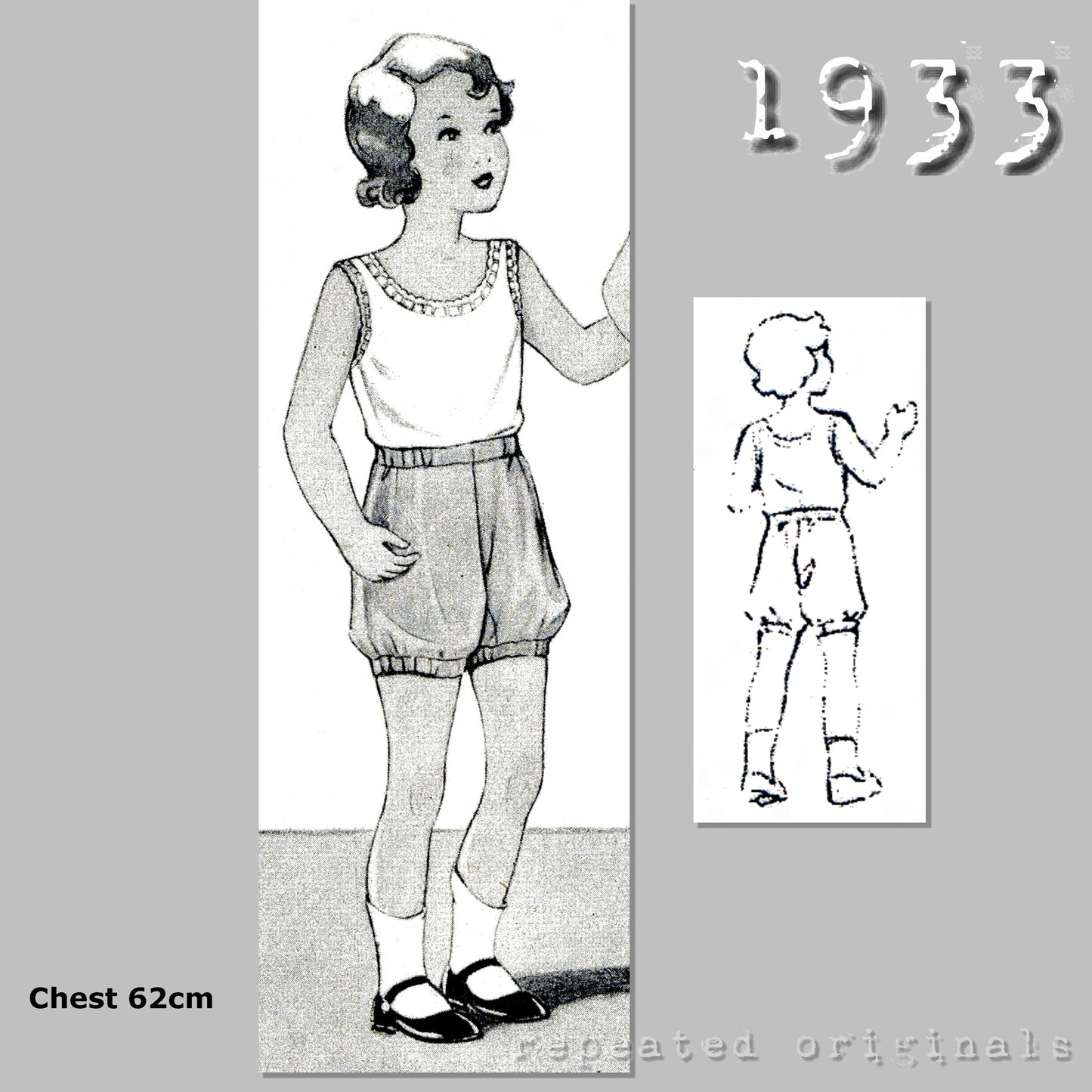 1933 Undershirt and Knickers for Girl 2-4 Years Sewing Pattern - INSTANT DOWNLOAD PDF