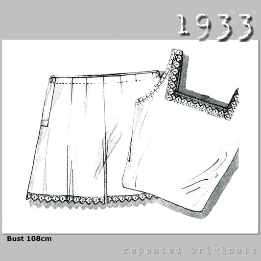 1933 Chemise and Panties Sewing Pattern - INSTANT DOWNLOAD PDF