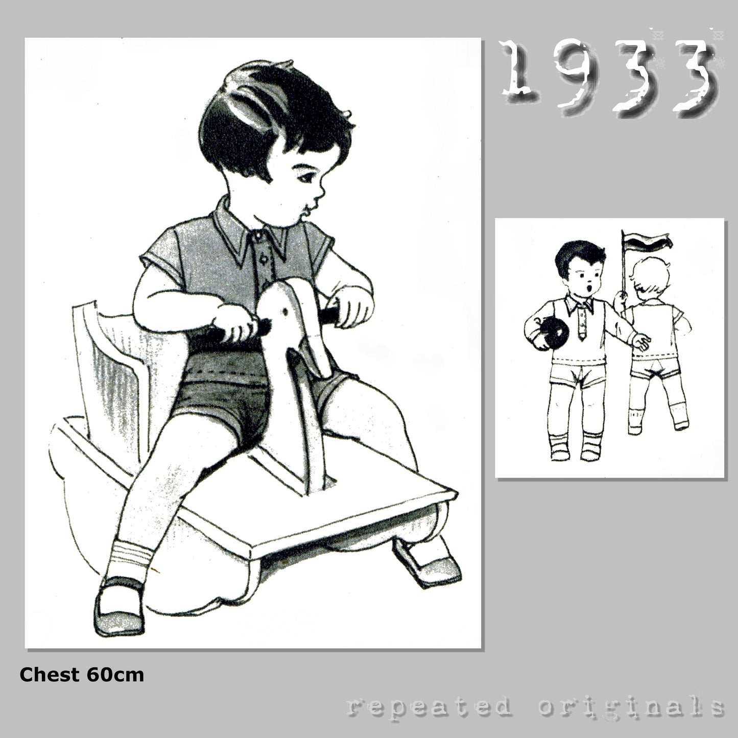 1933 Tricot Suit for Boy 1-2 Years Sewing Pattern - INSTANT DOWNLOAD PDF