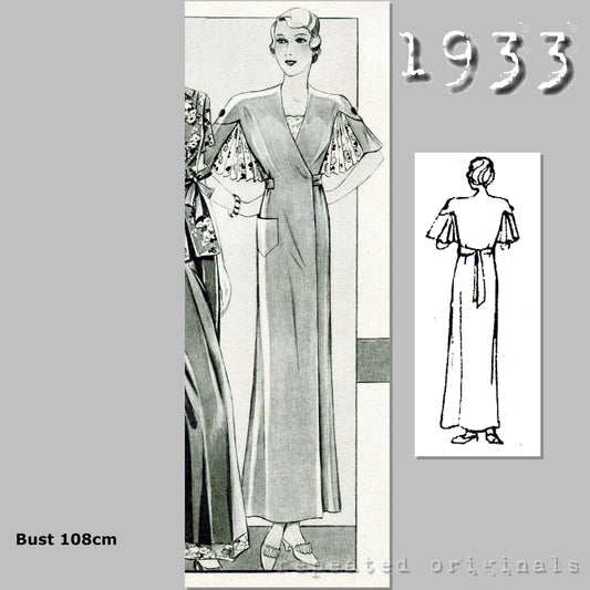 1933 Dressing Gown Sewing Pattern - INSTANT DOWNLOAD PDF