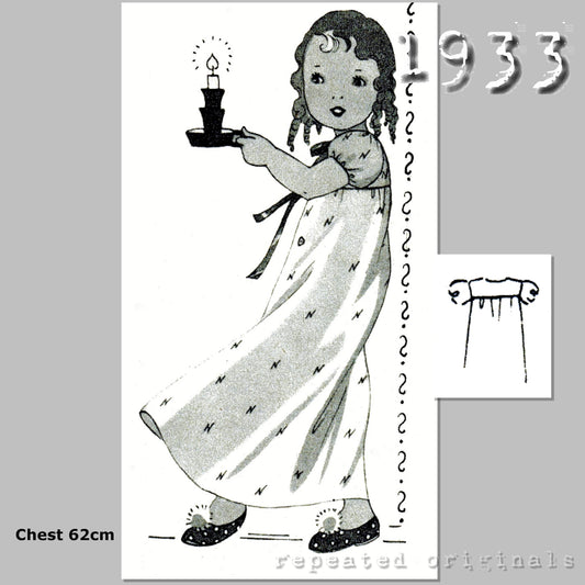 1933 Nightdress for Girl 2-4 Years Sewing Pattern - INSTANT DOWNLOAD PDF