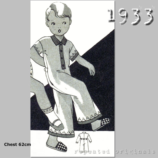 1933 Pyjamas for Boy or Girl 2-4 Years Sewing Pattern - INSTANT DOWNLOAD PDF