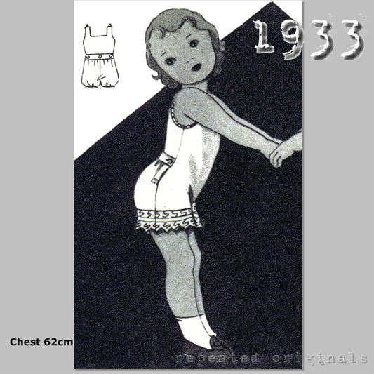 1933 Combinations for Girl 2-4 Years Sewing Pattern - INSTANT DOWNLOAD PDF