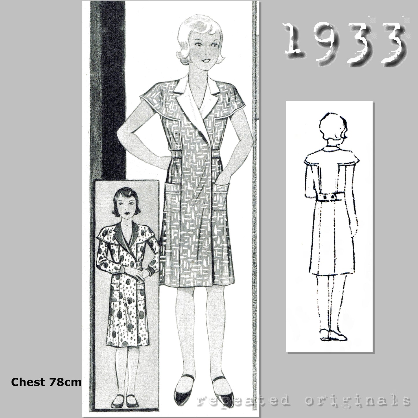 1933 Apron for Girl 10-12 Years Sewing Pattern - INSTANT DOWNLOAD PDF