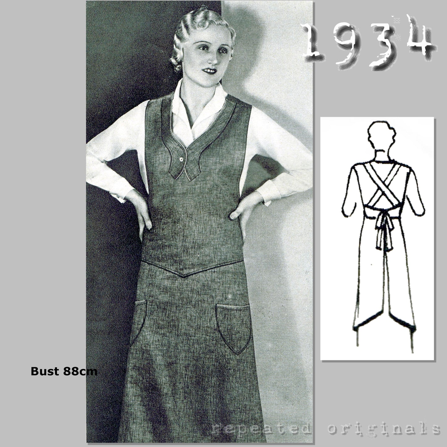 1934 Apron Sewing Pattern - INSTANT DOWNLOAD PDF