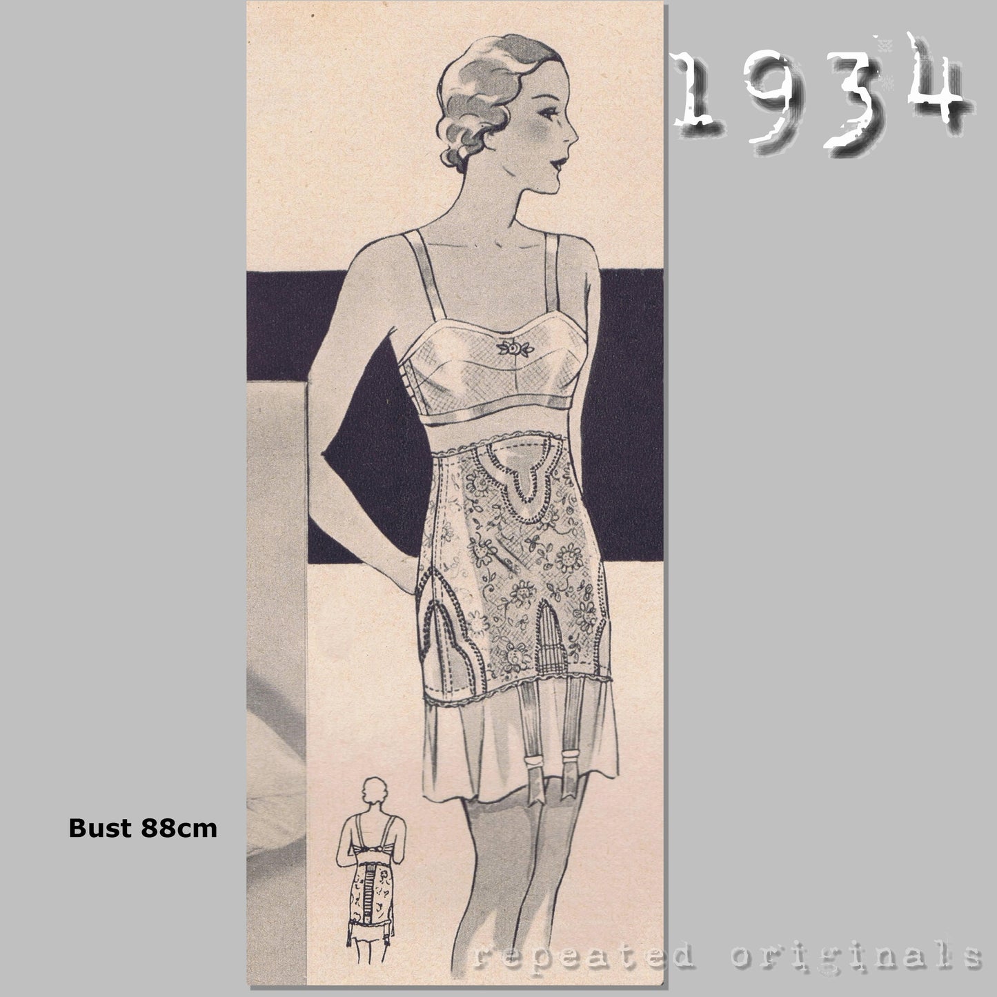 1934 Slim Figured Bra and Girdle Sewing Pattern - INSTANT DOWNLOAD PDF