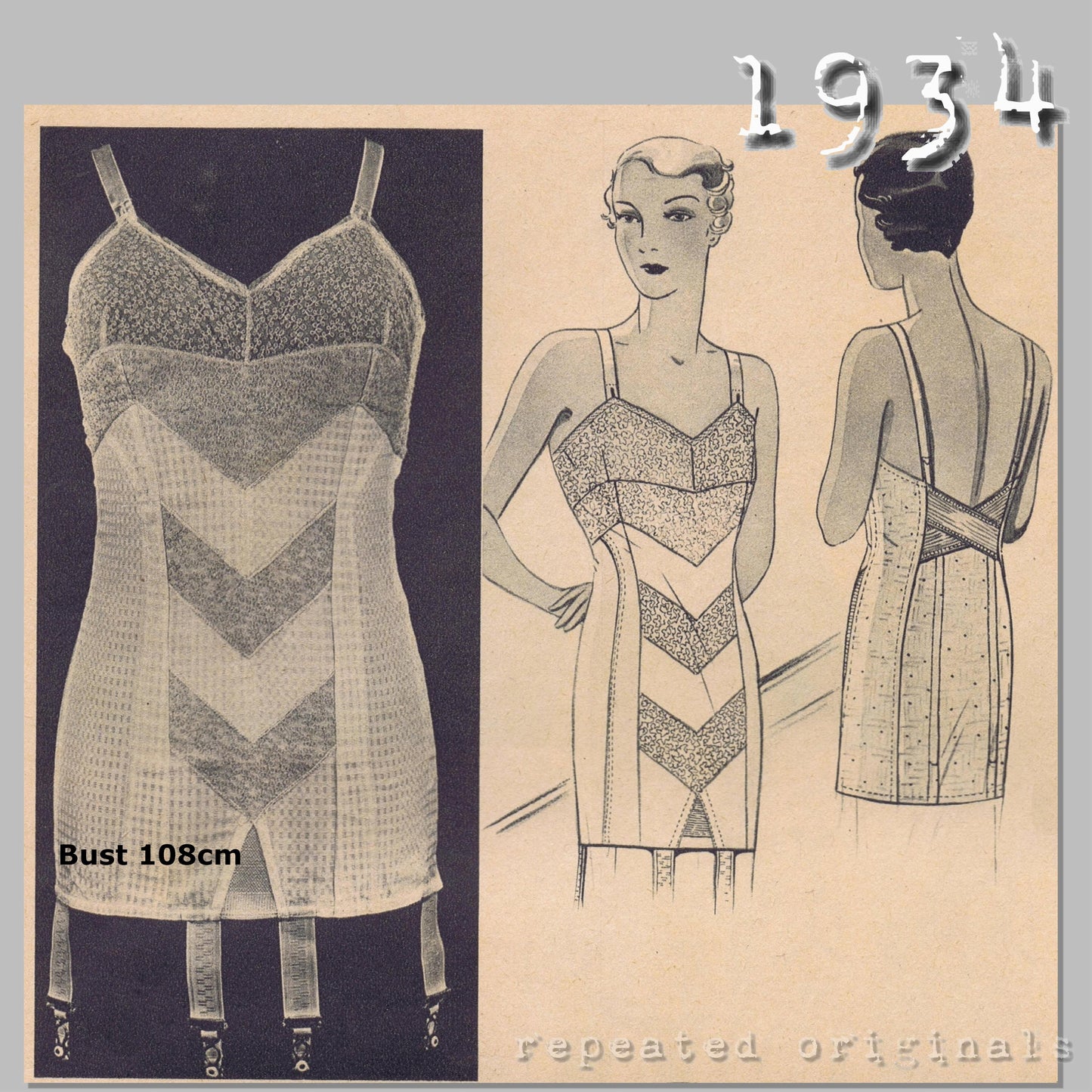 1934 Girdle with low back Sewing Pattern - INSTANT DOWNLOAD PDF