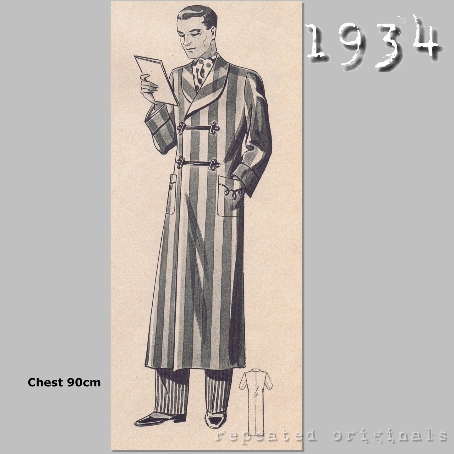 1934 Men's Dressing Gown Sewing Pattern - INSTANT DOWNLOAD PDF