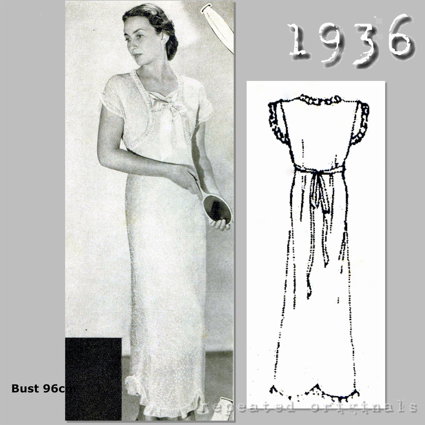 1936 Elegant Nightdress Sewing Pattern - INSTANT DOWNLOAD PDF