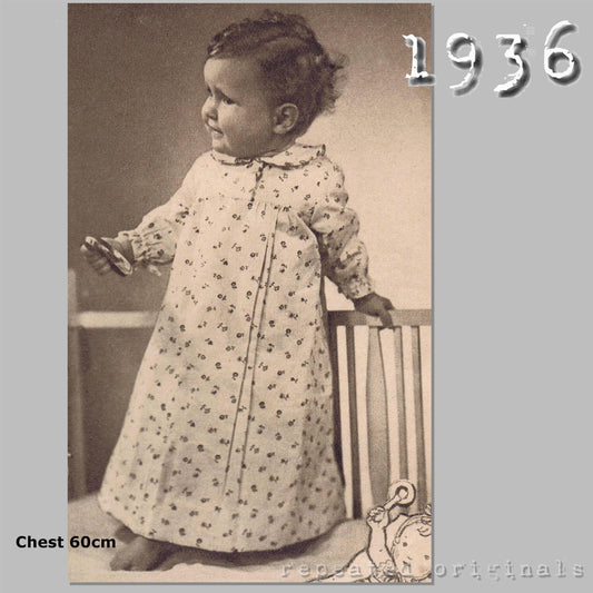 1936 Nightgown for Infant 1-2 Years Sewing Pattern - INSTANT DOWNLOAD PDF