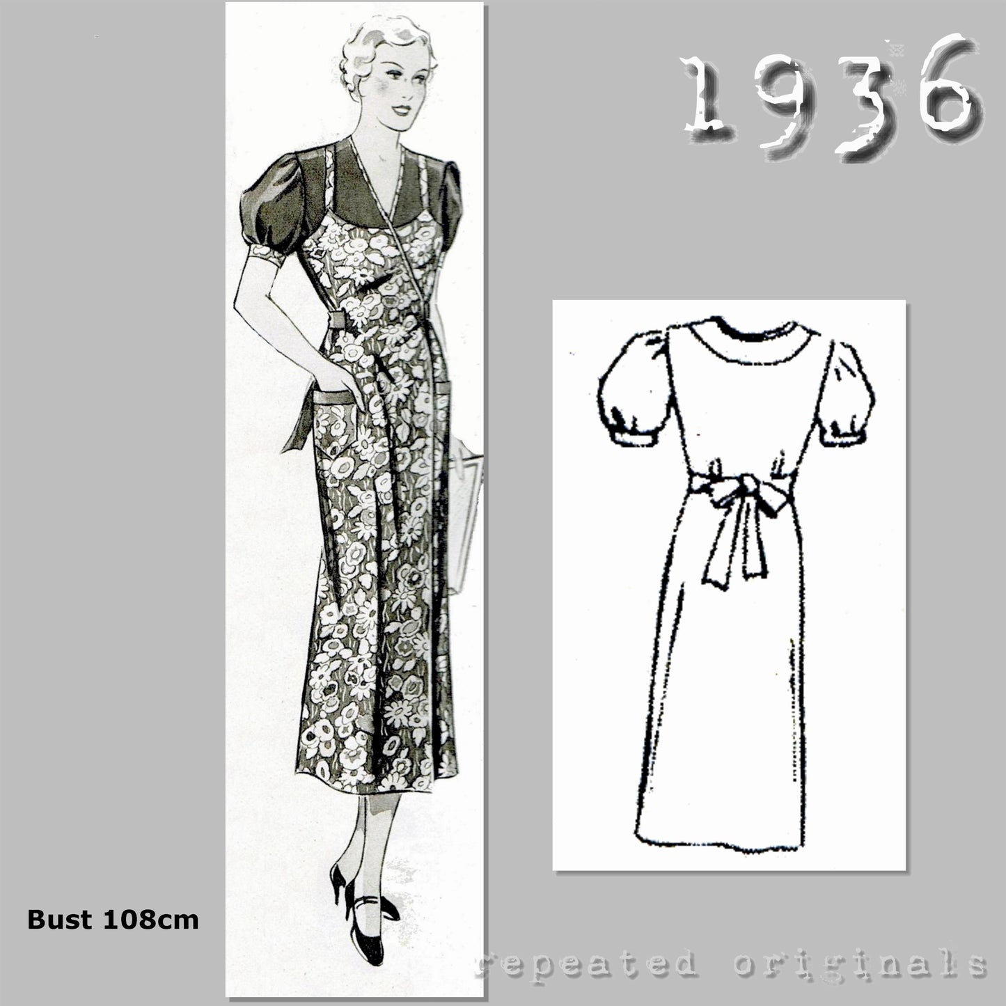 1936 Coat Apron/Hooverette Sewing Pattern - INSTANT DOWNLOAD PDF