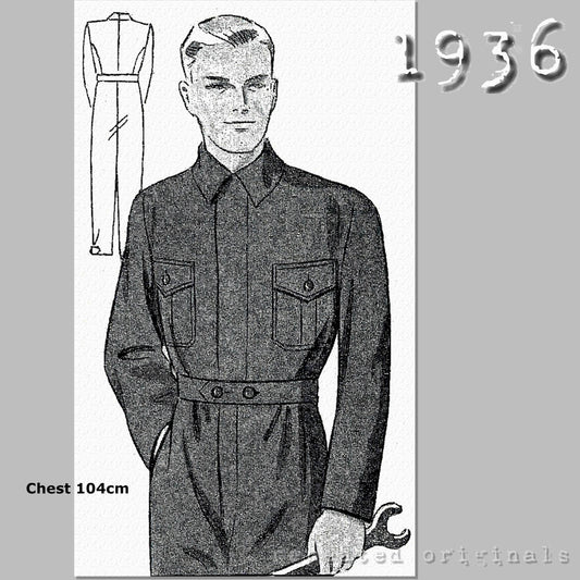 1936 Men's Overalls Sewing Pattern - INSTANT DOWNLOAD PDF