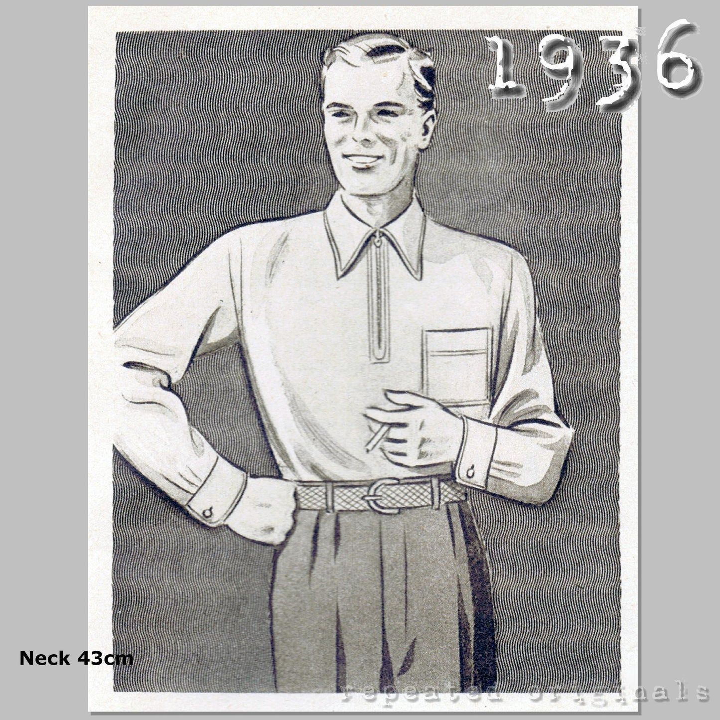 1936 Men's Sports Shirt (Long or Short Sleeved) Sewing Pattern - INSTANT DOWNLOAD PDF