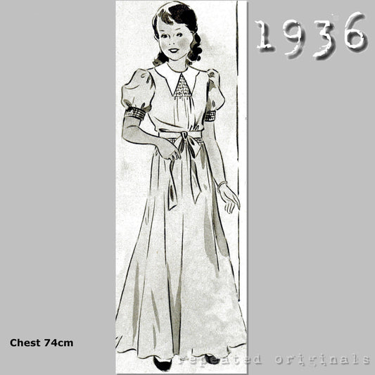 1936 Nightgown for Girl 8-10 Years Sewing Pattern - INSTANT DOWNLOAD PDF