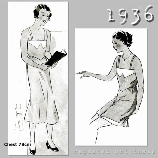 1936 Underwear for Girl 10-12 Years Sewing Pattern - INSTANT DOWNLOAD PDF