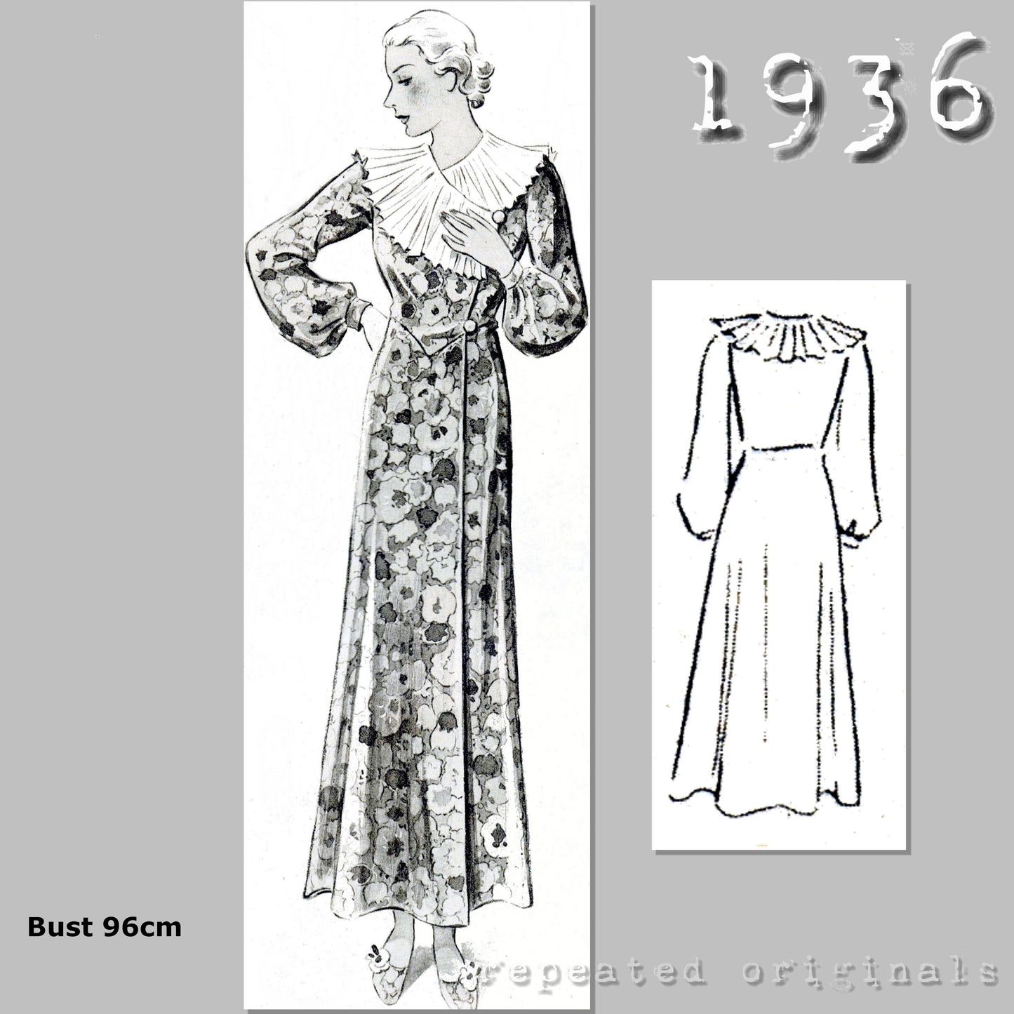 1936 Elegant Dressing Gown Sewing Pattern - INSTANT DOWNLOAD PDF