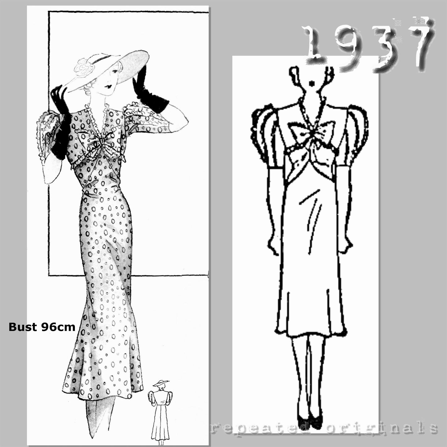 1937 Youthful Summer Dress Sewing Pattern - INSTANT DOWNLOAD PDF