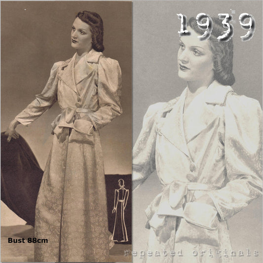 1939 Elegant Housecoat Sewing Pattern - INSTANT DOWNLOAD PDF