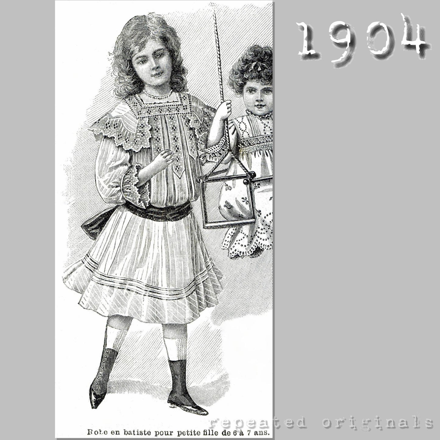 1904 Dress for Girl 6 - 7 Years Sewing Pattern - INSTANT DOWNLOAD PDF