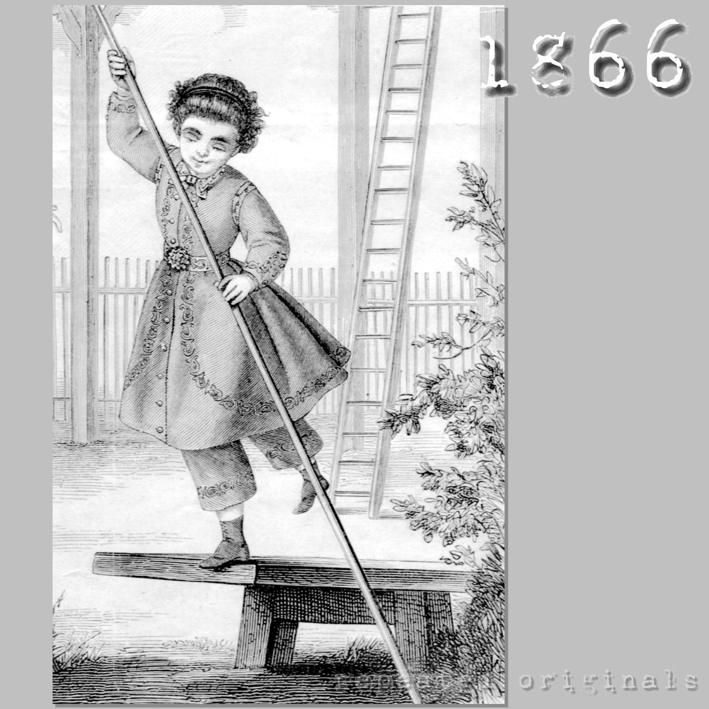 1866 Costume for Girl 7 - 9 Years Sewing Pattern - INSTANT DOWNLOAD PDF