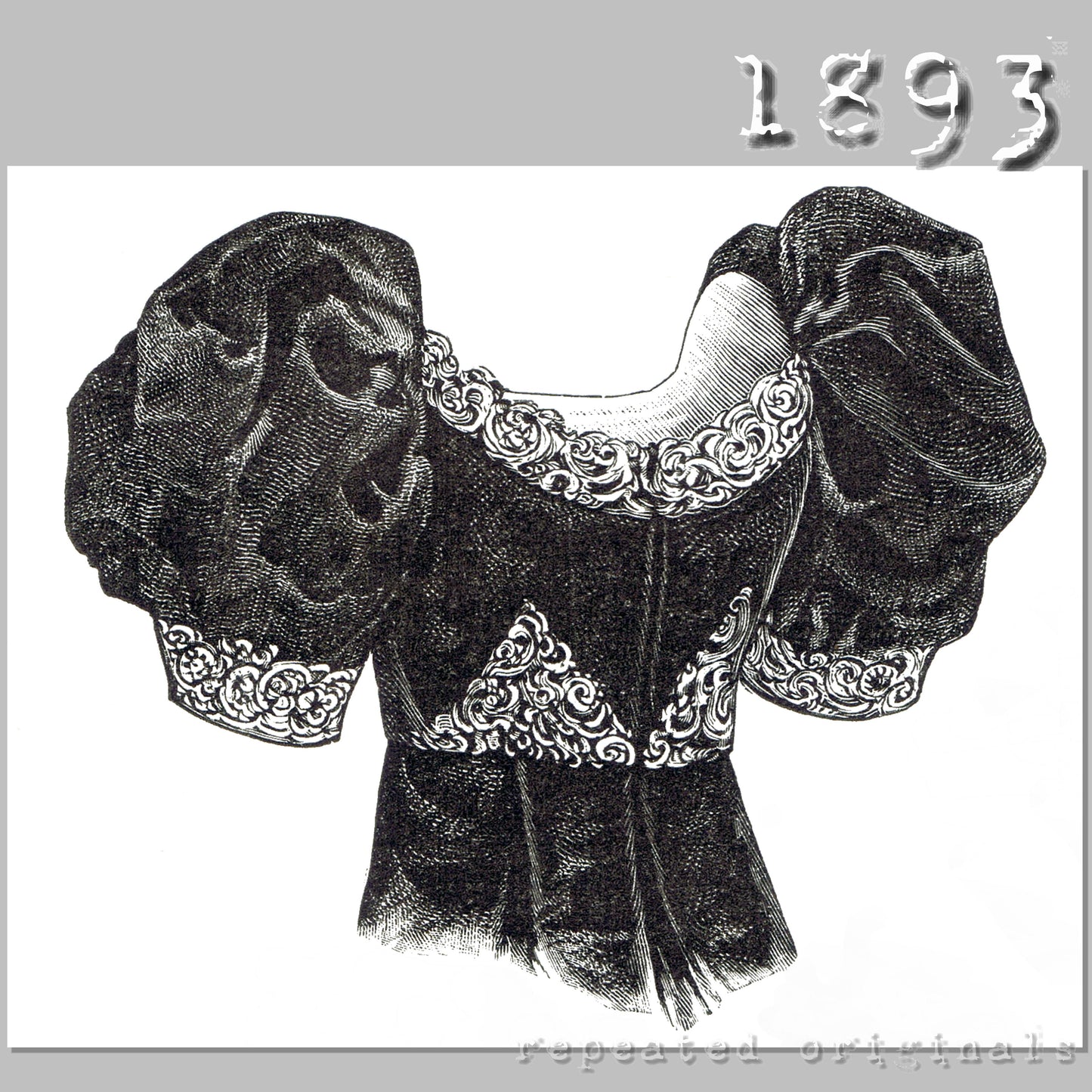 1893 Empire/Regency styled Ball Gown Sewing Pattern - INSTANT DOWNLOAD PDF