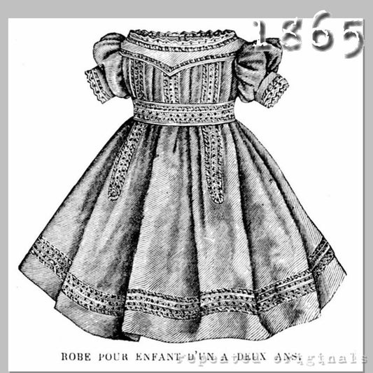 1865 Dress for child 1 - 2 Years Sewing Pattern - INSTANT DOWNLOAD PDF