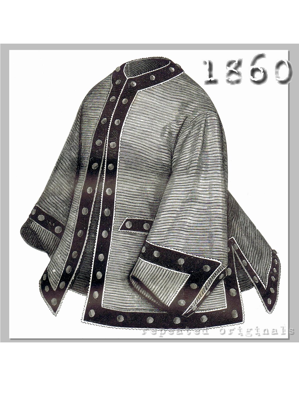 1860 House Jacket Sewing Pattern - INSTANT DOWNLOAD PDF