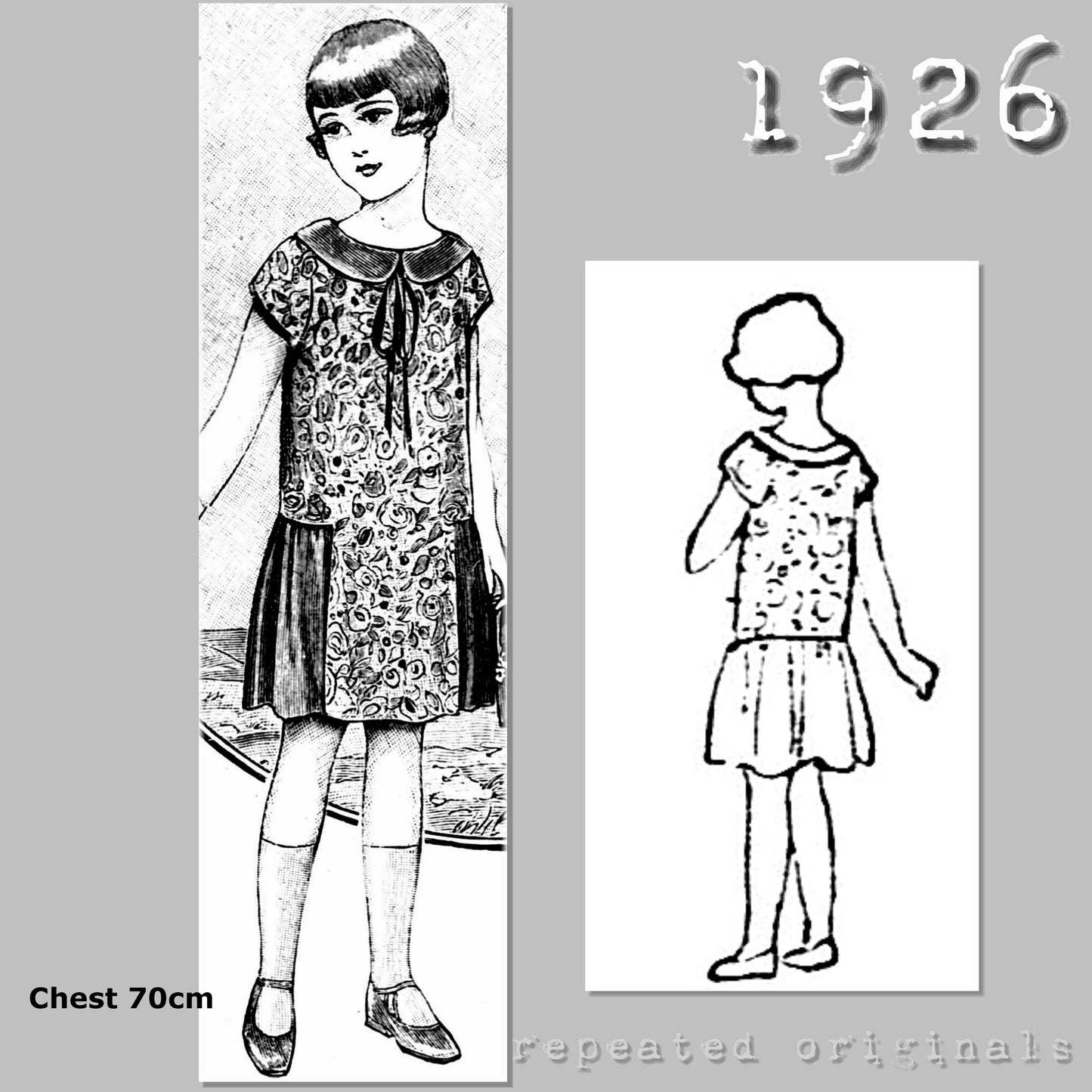 1926 Dress for a girl aged 6-8 years Sewing Pattern - INSTANT DOWNLOAD PDF