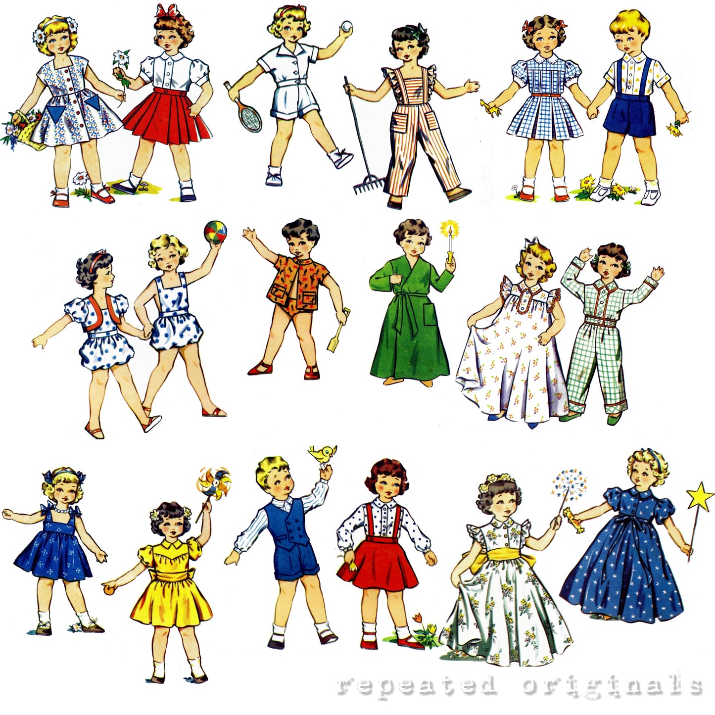 1950s 'Draft at Home' PDF Sewing Patterns (17 Styles for assorted sized boy and girl dolls) - INSTANT DOWNLOAD PDF