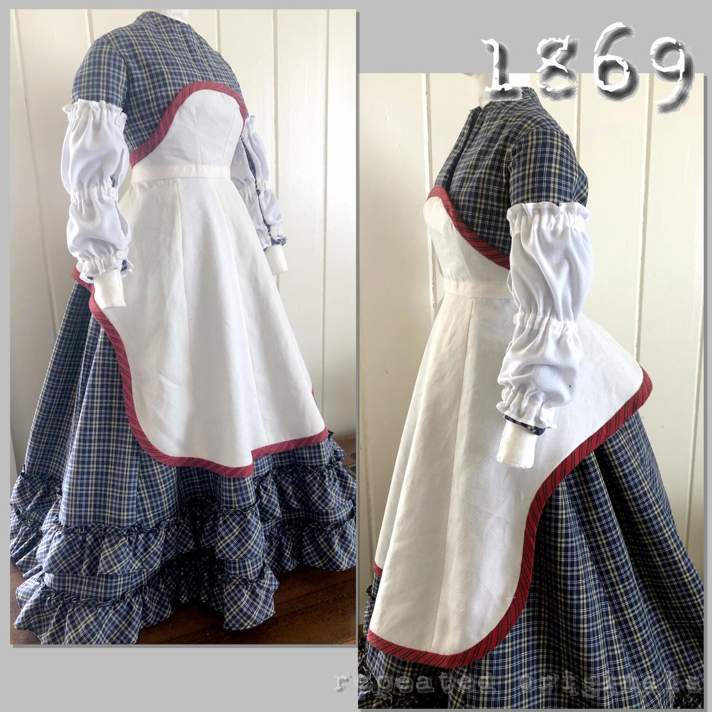 1869 Kitchen Apron and Sleeves Sewing Pattern - INSTANT DOWNLOAD PDF
